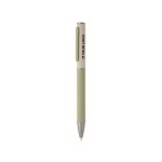 Recycled aluminium twist pen with rubber finish mint green colour view with print area