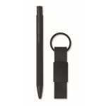 Gift set with recycled aluminium pen and PU keyring black colour second view