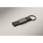 Gift set with recycled aluminium pen and PU keyring black colour fourth photographic view