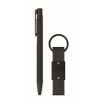 Gift set with recycled aluminium pen and PU keyring black colour seventh view