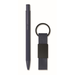 Gift set with recycled aluminium pen and PU keyring blue colour second view