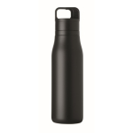 Recycled stainless steel insulated bottle with handle and easy-open lid 500 ml black colour fifth view