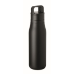 Recycled stainless steel insulated bottle with handle and easy-open lid 500 ml black colour eighth view