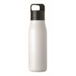 Recycled stainless steel insulated bottle with handle and easy-open lid 500 ml white colour fifth view