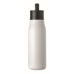 Recycled stainless steel insulated bottle with handle and easy-open lid 500 ml white colour sixth view