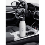 Recycled stainless steel insulated bottle with handle and easy-open lid 500 ml white colour second ambient view 2