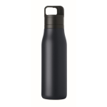 Recycled stainless steel insulated bottle with handle and easy-open lid 500 ml navy-blue colour fifth view