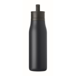 Recycled stainless steel insulated bottle with handle and easy-open lid 500 ml navy-blue colour sixth view