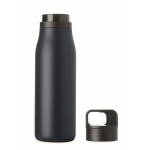 Recycled stainless steel insulated bottle with handle and easy-open lid 500 ml navy-blue colour seventh view