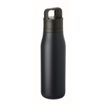 Recycled stainless steel insulated bottle with handle and easy-open lid 500 ml navy-blue colour eighth view