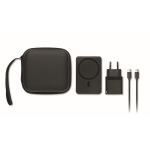 Travel set with magnetic 5,000mAh power bank and USB-C charger black colour seventh view