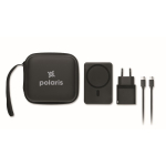Travel set with magnetic 5,000mAh power bank and USB-C charger black colour main view