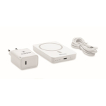 Travel set with magnetic 5,000mAh power bank and USB-C charger white colour third main view