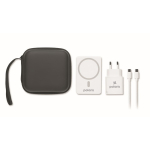 Travel set with magnetic 5,000mAh power bank and USB-C charger white colour main view