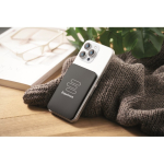 Ultra-slim magnetic power bank made from recycled aluminium with cable 5,000mAh black colour main ambient view