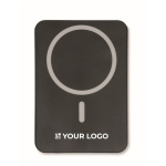 Ultra-slim magnetic power bank made from recycled aluminium with cable 5,000mAh black colour view with print area