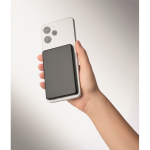 Magnetic recycled aluminium power bank with cable and ring 5,000mAh black colour fourth photographic view