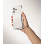 Magnetic recycled aluminium power bank with cable and ring 5,000mAh matt silver colour fourth photographic view