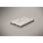 Magnetic recycled aluminium power bank with cable and ring 5,000mAh matt silver colour fifth photographic view