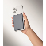Magnetic recycled aluminium power bank with cable and ring 5,000mAh navy-blue colour fourth photographic view
