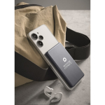 Magnetic recycled aluminium power bank with cable and ring 5,000mAh navy-blue colour main ambient view