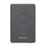 Magnetic recycled aluminium power bank with cable and ring 5,000mAh navy-blue colour main view
