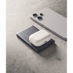 Magnetic recycled aluminium power bank with cable and ring 5,000mAh navy-blue colour