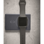 Magnetic recycled aluminium power bank with cable and ring 5,000mAh navy-blue colour ambient view