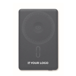 Magnetic recycled aluminium power bank with cable and ring 5,000mAh navy-blue colour view with print area