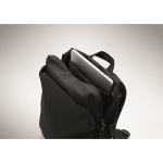 Water-repellent nylon laptop backpack compatible with 16” black colour third photographic view
