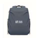 Water-repellent nylon laptop backpack compatible with 16” matt black colour view with print area