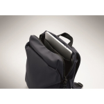 Water-repellent nylon laptop backpack compatible with 16” navy-blue colour third photographic view
