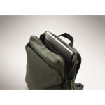 Water-repellent nylon laptop backpack compatible with 16” dark green colour third photographic view