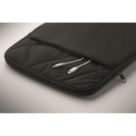 Padded nylon laptop sleeve with front pocket 15'' black colour fifth photographic view