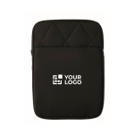 Padded nylon laptop sleeve with front pocket 15'' black colour view with print area