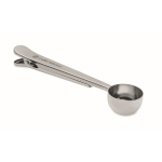 Stainless steel measuring spoon with sealing clip 15 ml silver colour main view