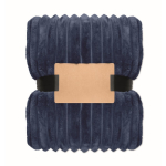 Striped fleece blanket with ribbon and kraft card 450g/m² blue colour second view