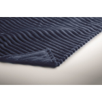 Striped fleece blanket with ribbon and kraft card 450g/m² blue colour third photographic view