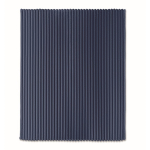 Striped fleece blanket with ribbon and kraft card 450g/m² blue colour fourth view