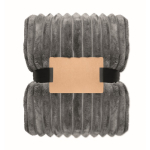 Striped fleece blanket with ribbon and kraft card 450g/m² dark grey colour second view