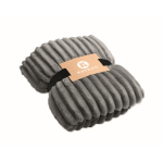 Striped fleece blanket with ribbon and kraft card 450g/m² dark grey colour main view