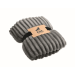 Striped fleece blanket with ribbon and kraft card 450g/m² dark grey colour second main view