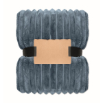 Striped fleece blanket with ribbon and kraft card 450g/m² matt black colour second view