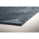 Striped fleece blanket with ribbon and kraft card 450g/m² matt black colour third photographic view