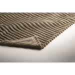 Striped fleece blanket with ribbon and kraft card 450g/m² khaki colour third photographic view