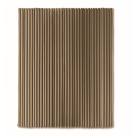 Striped fleece blanket with ribbon and kraft card 450g/m² khaki colour fourth view