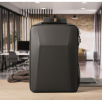 RPET 600D laptop backpack with rigid front 15'' black colour ambient view