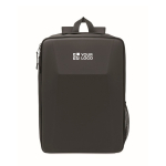 RPET 600D laptop backpack with rigid front 15'' black colour view with print area