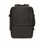 Expandable RPET 600D backpack with compartments and trolley strap 20L black colour third view