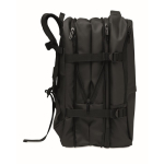 Expandable RPET 600D backpack with compartments and trolley strap 20L black colour sixth view